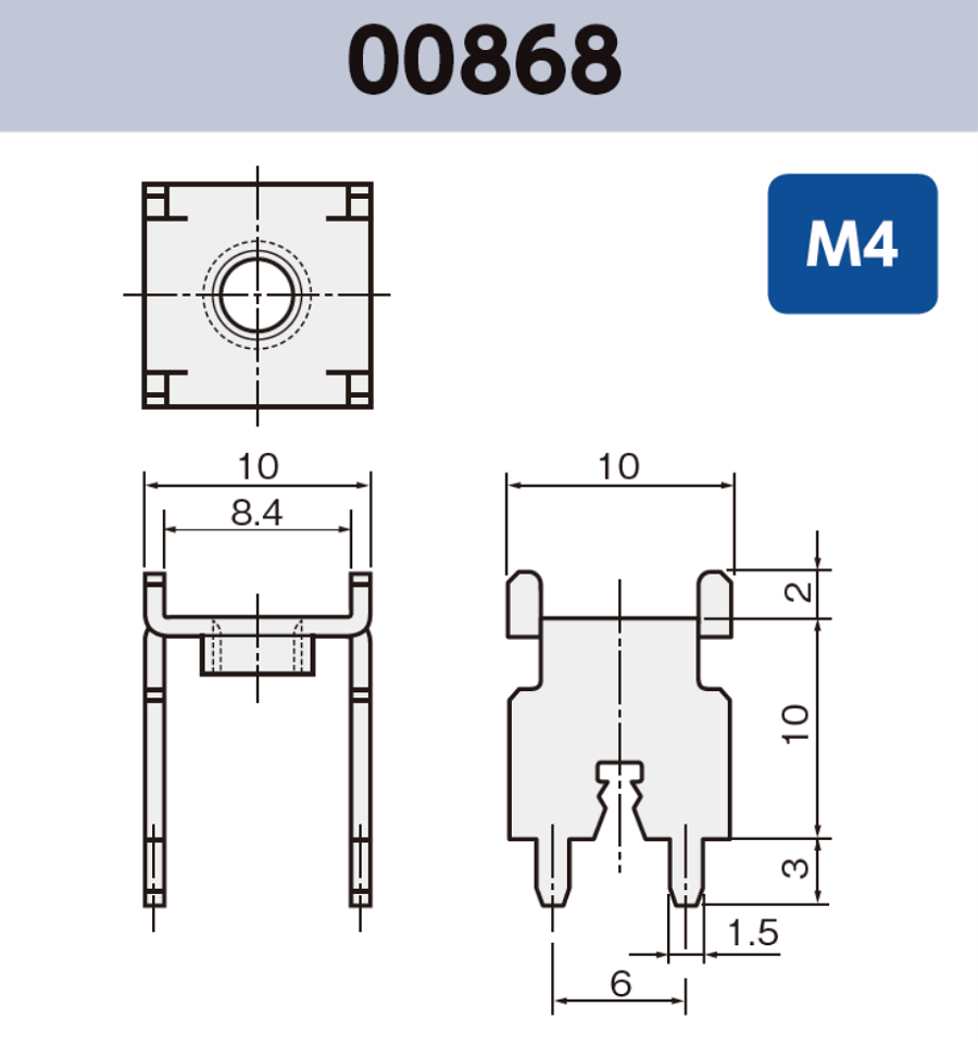 基板実装用 ネジ端子 00868 M4 RoHS対応