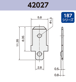タブ端子 基板実装用 42027 RoHS対応 187シリーズ JIS 4.8 mm