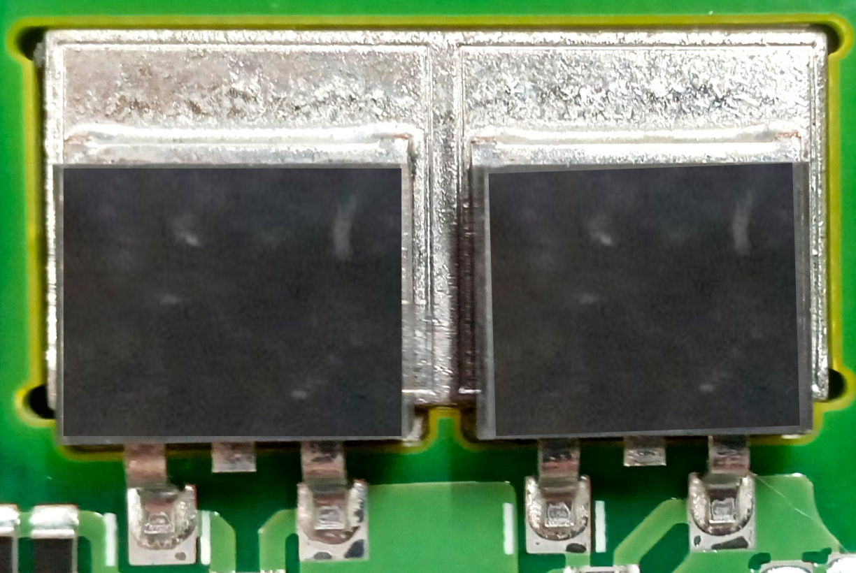 基板裏側から表面実装するパワー半導体放熱対策SMTバスバー端子の使用例