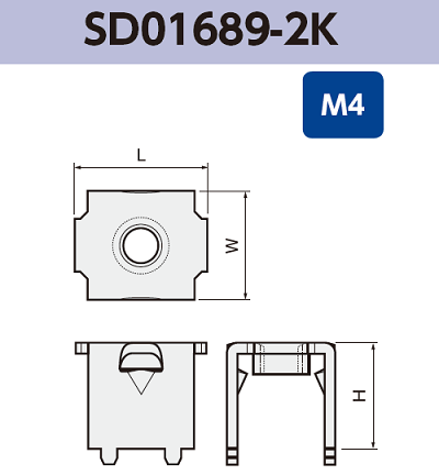 基板実装用 ネジ端子 SD01689-2K M4 RoHS対応品