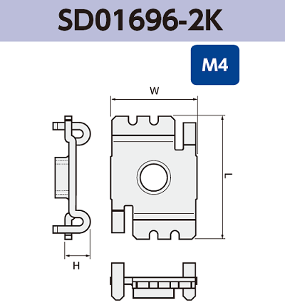 基板実装用 ネジ端子 SD01696-2K M4 RoHS対応品